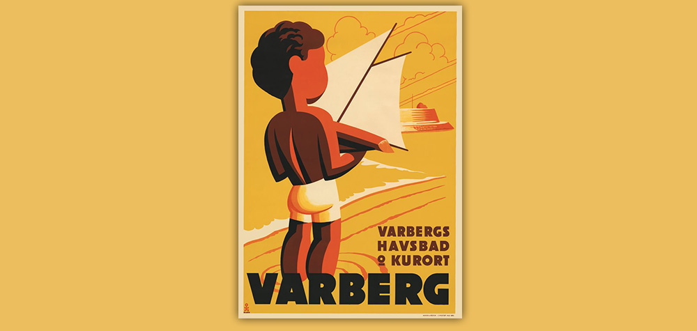 Affisch Sommarpojke med Segelbåt 50x70